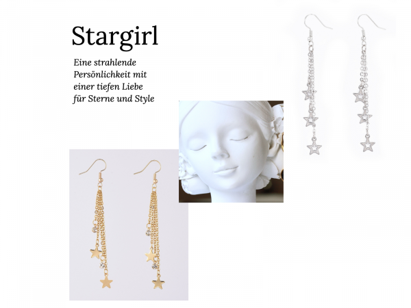 Ohrringe Sterne Stargirl Edelstahl wasserfest Geschenk Teenager Freundin Frau